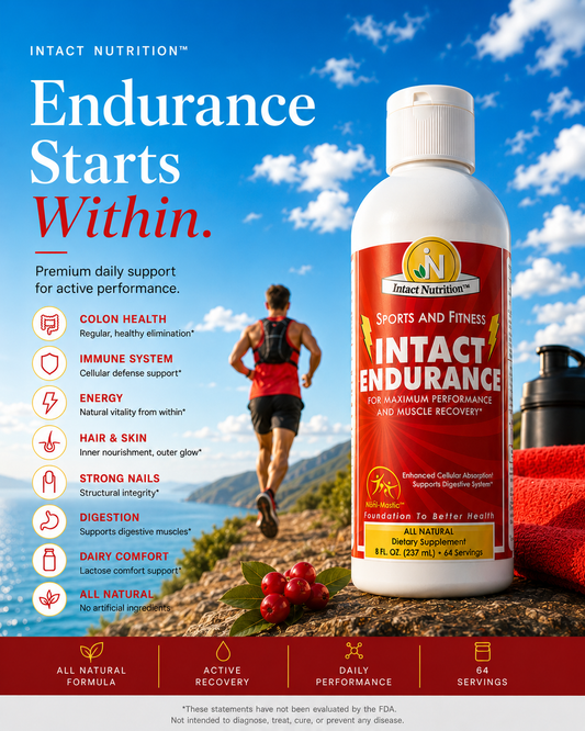 Intact Endurance™ bottle — front label with benefits