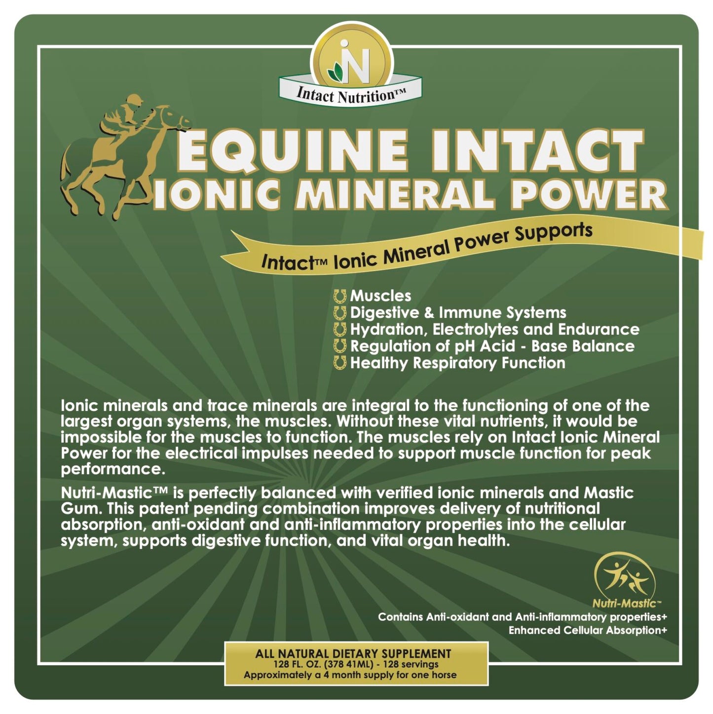 Equine Intact™ ingredient panel — supplement facts