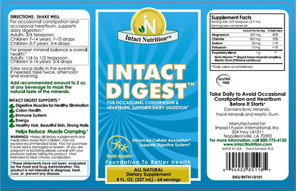 Intact Digest™ ingredient panel — supplement facts