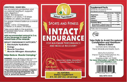 Intact Endurance™ ingredient panel — supplement facts